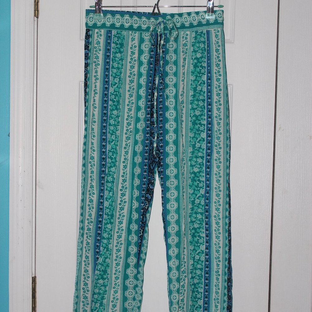 Turquoise Patterned Pants